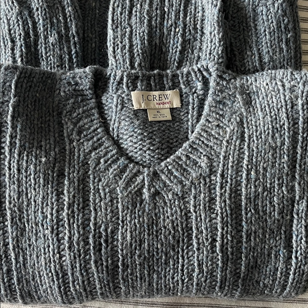 J. Crew Handknit 100% Wool Men's V-Neck Sweater